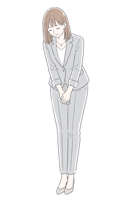 お辞儀をするTrustyWoodsのマスコット